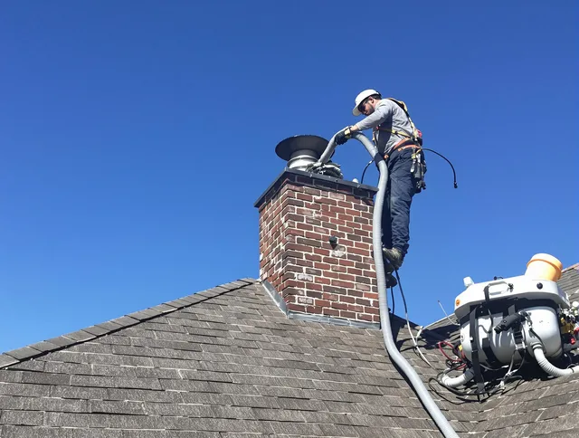 Dedicated Torrington Chimney Sweep team member cleaning a chimney in Torrington, CT