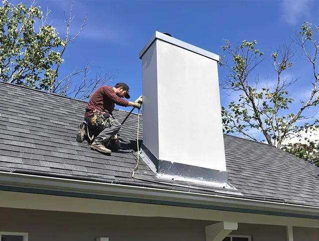 Torrington Chimney Sweep team member finishing chimney construction in Torrington, CT