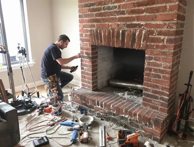 Torrington Chimney Sweep specialist finalizing chimney liner service in Torrington, CT