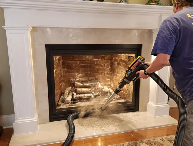 Fireplace cleaning performed by Torrington Chimney Sweep in Torrington, CT